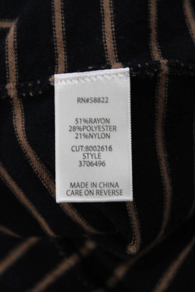 Max Studio Womens Striped Knit Long Sleeve Tie Front Cardigan Brown Size L