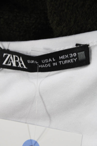 Zara Womens Spaghetti Strap Casual Basic Camisole Top Solid White Size L