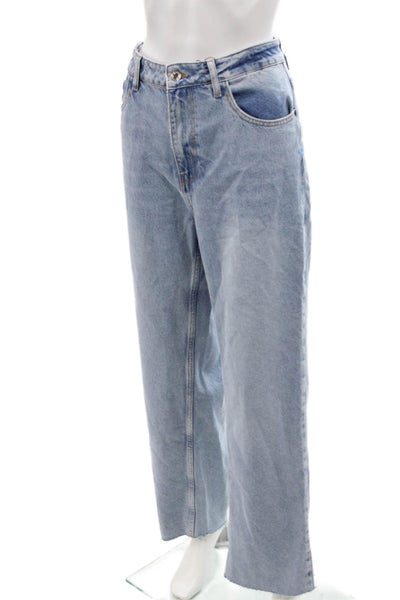 Zara Womens Cotton Pocketed High Rise Wide Legged Jeans Blue Size 10