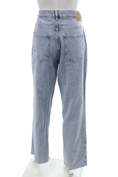 Zara Womens Cotton Pocketed High Rise Wide Legged Jeans Blue Size 10