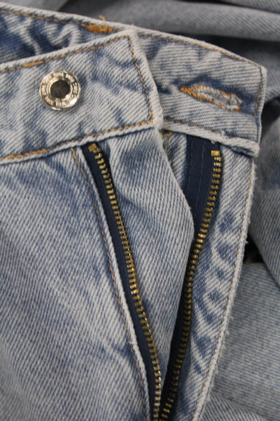 Zara Womens Cotton Pocketed High Rise Wide Legged Jeans Blue Size 10