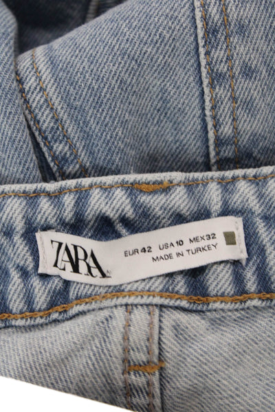 Zara Womens Cotton Pocketed High Rise Wide Legged Jeans Blue Size 10