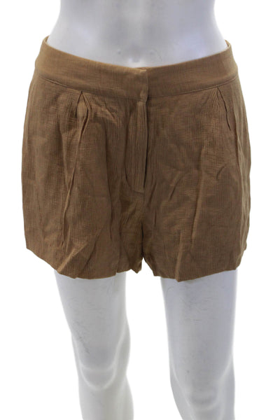 Something Navy Womens Textured Pleated High Waisted Shorts Brown Size 6