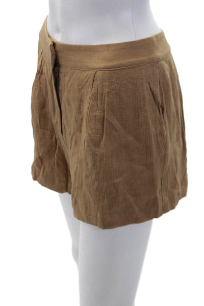 Something Navy Womens Textured Pleated High Waisted Shorts Brown Size 6