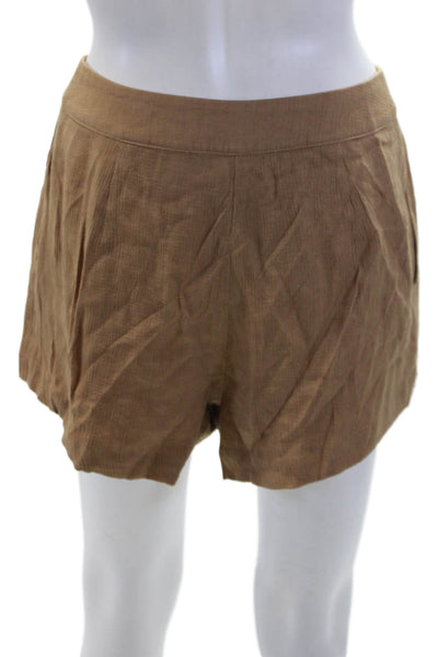 Something Navy Womens Textured Pleated High Waisted Shorts Brown Size 6