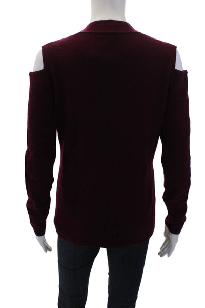 Sofia Cashmere Womens Cashmere Cold Shoulder Long Sleeve Sweater Top Red Size M