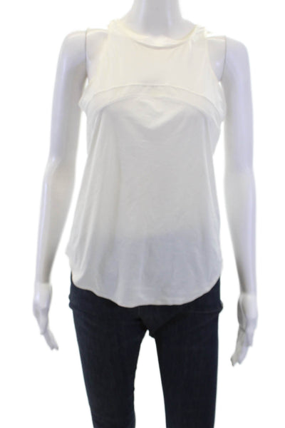 Lululemon Womens Scoop Neck Mesh Trim Lightweight Tank Top White Size 4