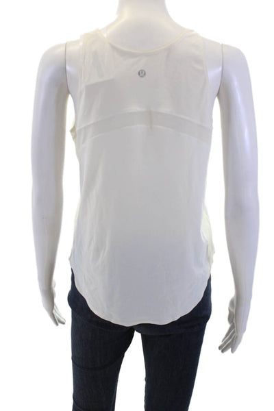 Lululemon Womens Scoop Neck Mesh Trim Lightweight Tank Top White Size 4