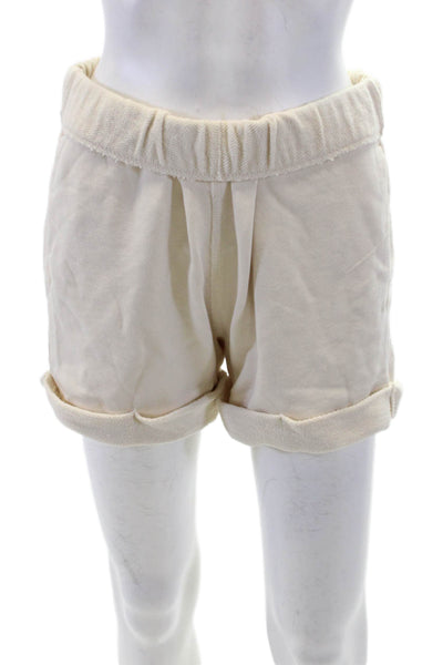 Frame Womens Mid Rise Cuffed Knit Short Shorts White Cotton Size Extra Small