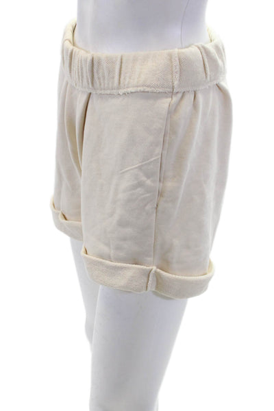 Frame Womens Mid Rise Cuffed Knit Short Shorts White Cotton Size Extra Small