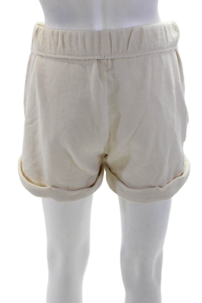 Frame Womens Mid Rise Cuffed Knit Short Shorts White Cotton Size Extra Small