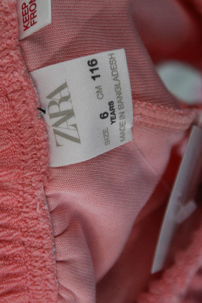 Zara Girls Drawstring Terry Short Shorts Orange Purple Size 6