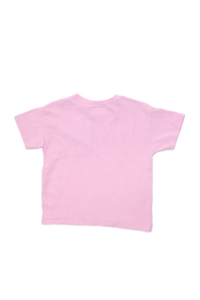 Zara Girls Short Sleeve Crew Neck Ruffled Pocket Shirt Pink Cotton Size 6