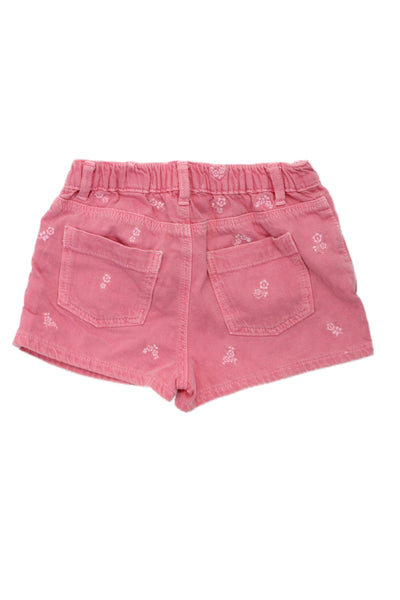 Zara Girls Zipper Fly Floral Embroidered Denim Shorts Pink Size 6