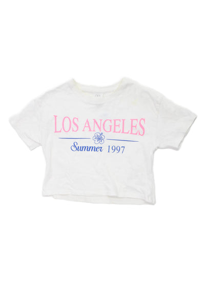 Zara Girls Short Sleeve Crew Neck Los Angeles Summer 1997 Tee Shirt White 6-7