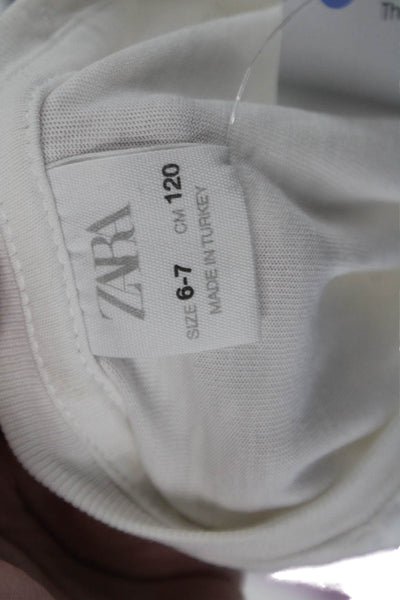 Zara Girls Short Sleeve Crew Neck Los Angeles Summer 1997 Tee Shirt White 6-7