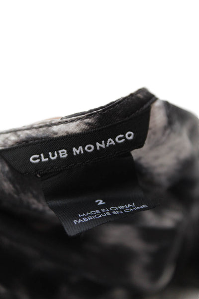 Club Monaco Womens Silk Animal Print Short Sleeves Dress Grey Size 2