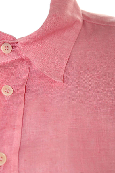 Shirt Womens Linen Long Sleeves Button Down Shirt Pink Size Extra Small