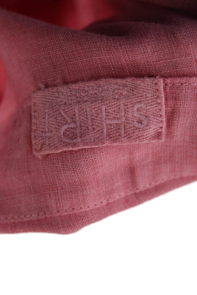 Shirt Womens Linen Long Sleeves Button Down Shirt Pink Size Extra Small