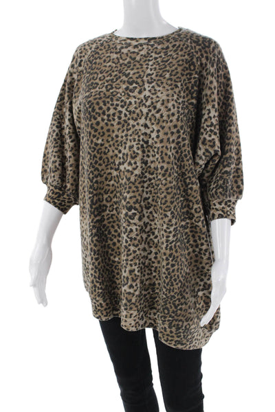 Ragdoll Womens Animal Print Sweatshirt Brown Black Cotton Size Extra Small