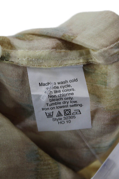 J Crew Womens Ikat Print Perfect Button Down Shirt Beige Cotton Size 2