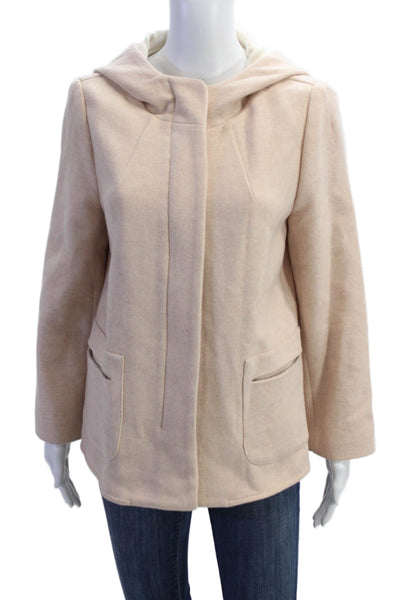 Zara Basic Girls Wool Blend Hooded Two Pocket Zip Up Coat Pink Size XL