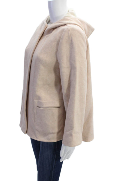 Zara Basic Girls Wool Blend Hooded Two Pocket Zip Up Coat Pink Size XL