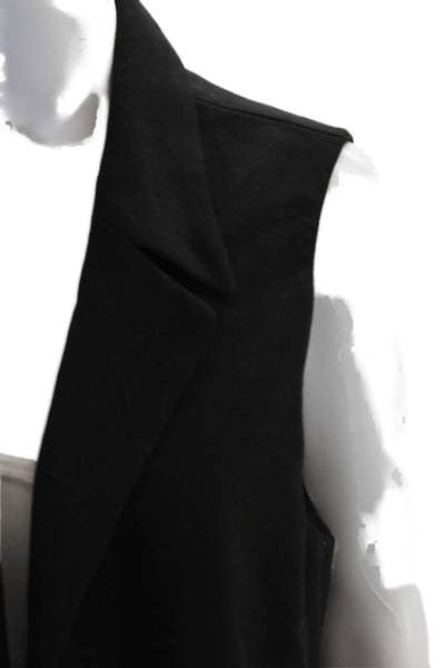 Rachel Zoe Womens Notch Collar Open Front Vest Black Size L