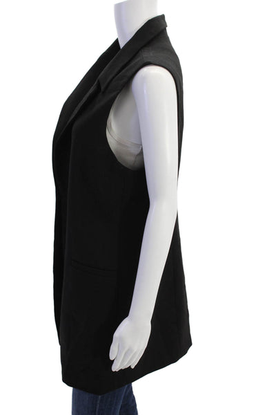 Rachel Zoe Womens Notch Collar Open Front Vest Black Size L