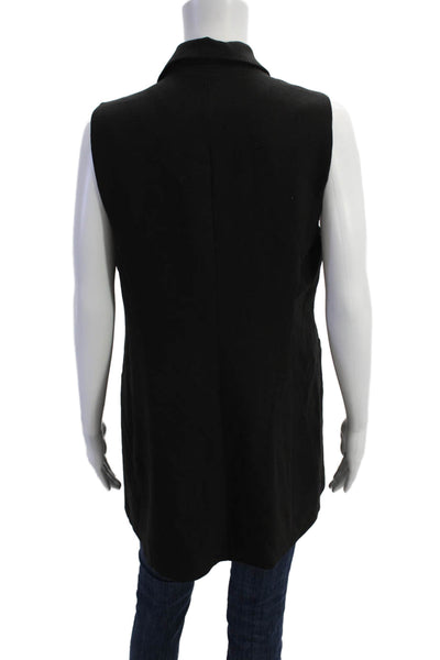 Rachel Zoe Womens Notch Collar Open Front Vest Black Size L