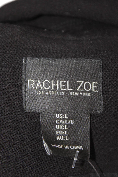 Rachel Zoe Womens Notch Collar Open Front Vest Black Size L