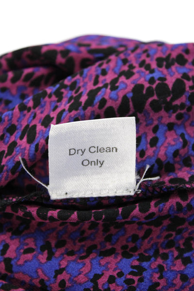Parker Womens Silk Printed V-neck Long Sleeve Peplum Blouse Top Purple Size M