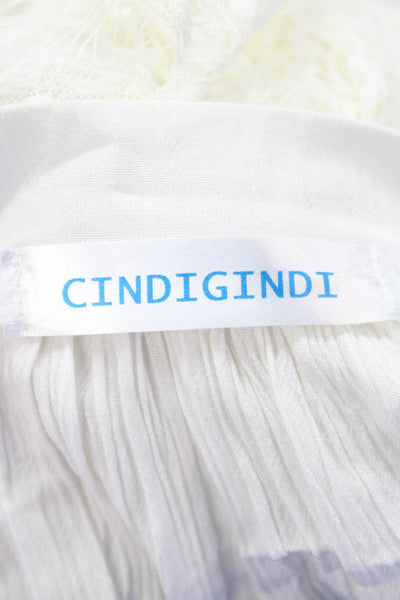 Cindigindi Womens Lace Long Sleeve Button Front Blouse Top White Size S