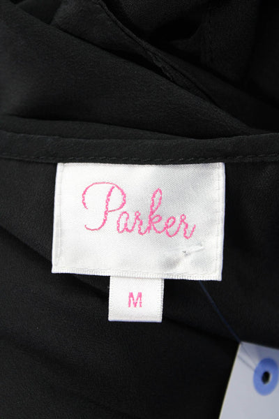 Parker Womens Silk Cut Out Detail Scoop Neck Sleeveless Blouse Top Black Size M