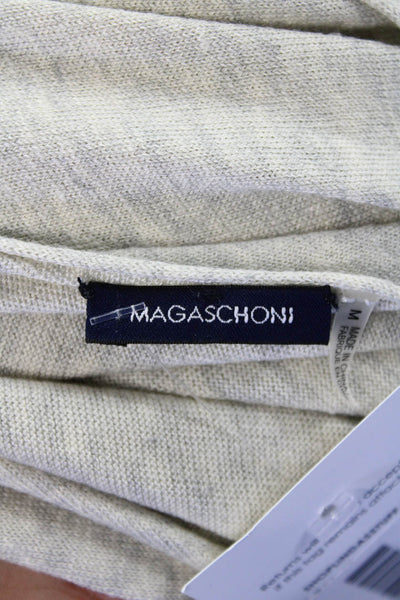 Magaschoni Womens Beaded Detail Open Tie Back Sleeveless Blouse Top Gray Size M