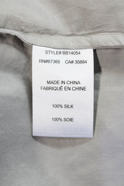 BB Dakota Womens Silk Collar Cap Sleeve Button Down Shirt Gray Size M