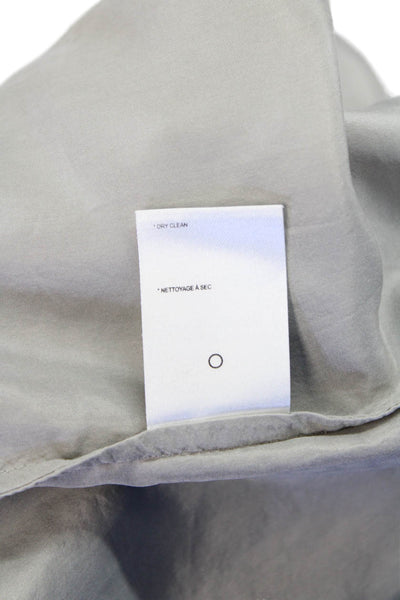 BB Dakota Womens Silk Collar Cap Sleeve Button Down Shirt Gray Size M