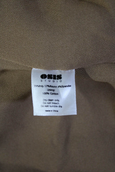 Osis Studio Cotton Long Sleeve Cropped Tie Waist Blazer Jacket Brown Size S
