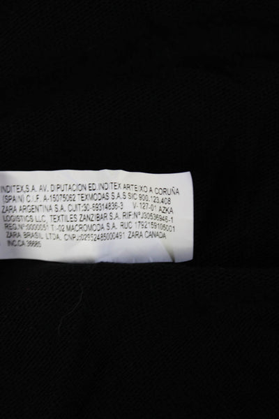 Zara Mens Cotton Short Sleeve Crew Neck T-Shirt Solid Black Size Large