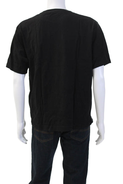 Zara Mens Cotton Crew Neck Short Sleeve T-Shirt Solid Black Size Large