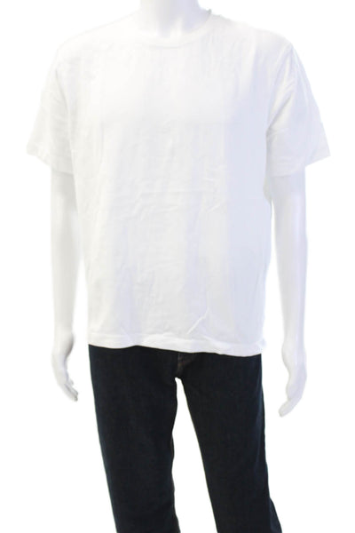 Zara Mens Cotton Crew Neck Short Sleeve T-Shirt Solid White Size Large