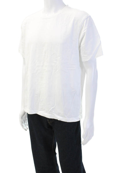 Zara Mens Cotton Crew Neck Short Sleeve T-Shirt Solid White Size Large