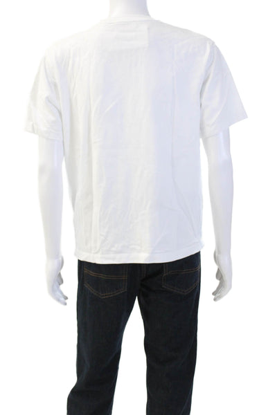 Zara Mens Cotton Crew Neck Short Sleeve T-Shirt Solid White Size Large