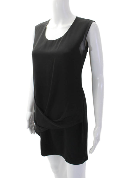 Allsaints Women's Round Neck Sleeveless Wrap Mini Dress Black Size 4