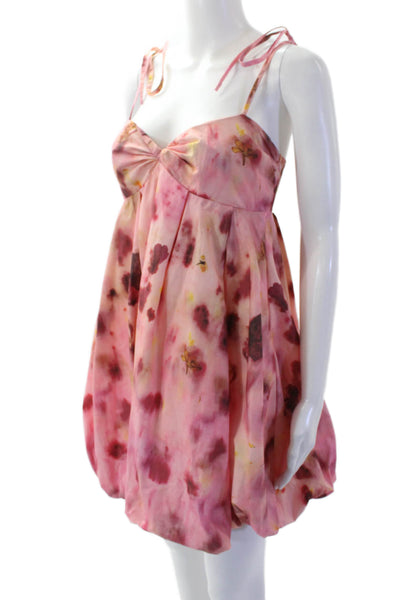 NA-KD Women's Halter Neck Bubble Hem Babydoll Mini Dress Floral Size 36