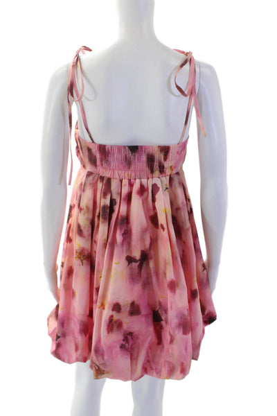 NA-KD Women's Halter Neck Bubble Hem Babydoll Mini Dress Floral Size 36