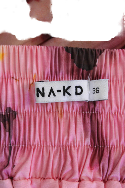 NA-KD Women's Halter Neck Bubble Hem Babydoll Mini Dress Floral Size 36