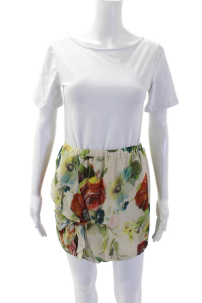 Haute Hippie Women's Square Neck Sleeveless Ruffle Floral Blouse Size S