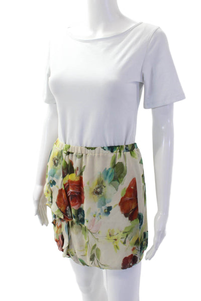 Haute Hippie Women's Square Neck Sleeveless Ruffle Floral Blouse Size S