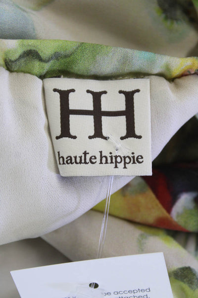 Haute Hippie Women's Square Neck Sleeveless Ruffle Floral Blouse Size S